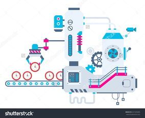 工业工厂插图的矢量排序与视觉艺术 构建色彩明亮的平面设计系统